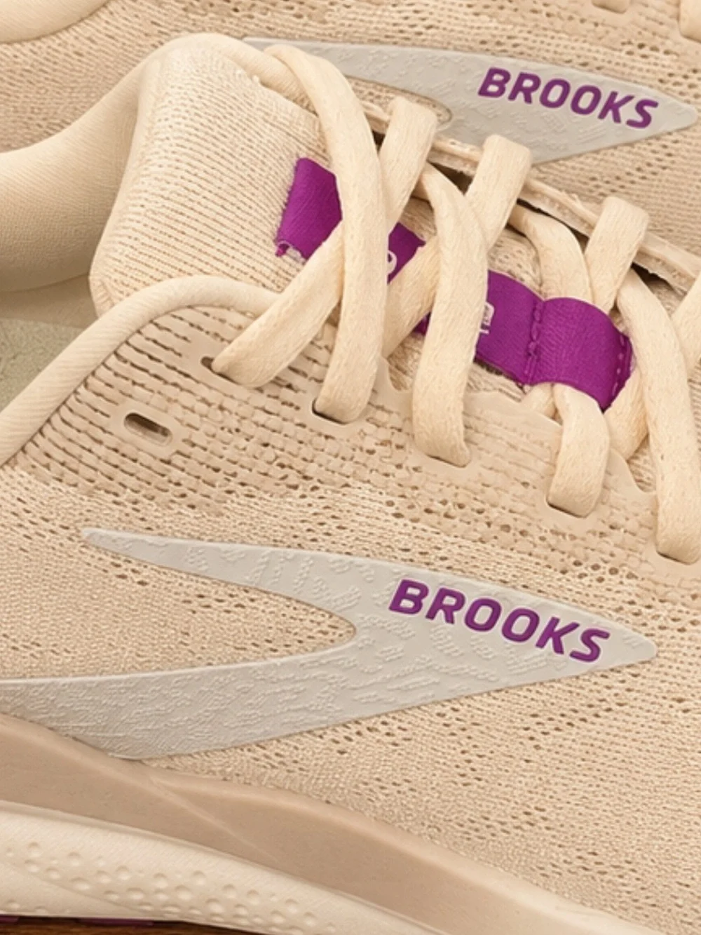 Brooks Women's Ghost Running Shoes - Cream with Purple Accents - Picture 2 of 3
